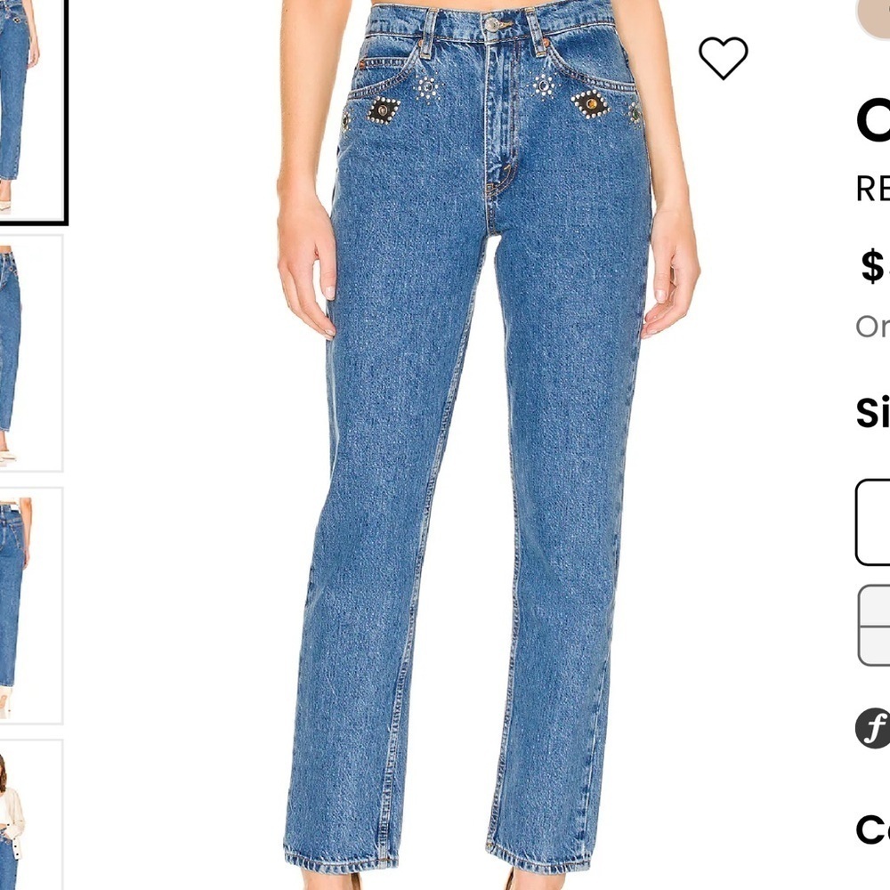 RE/DONE Originals 70s Straight in Indigo Stud Size 26 NWT - Picture 11 of 12